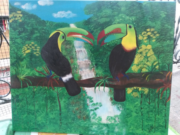 Tucanes en la selva Acrylic Canvas Landscaping