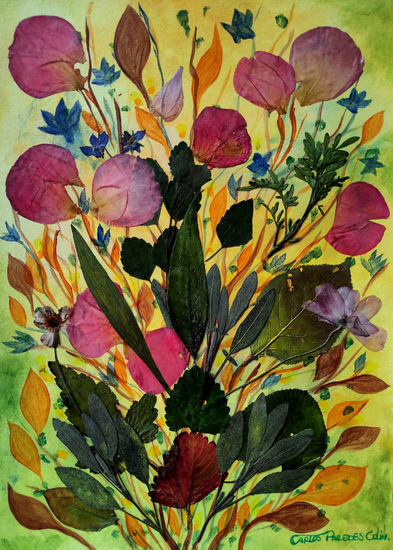 Rescue of Medicinal Plants Acrylic Paper Floral Painting