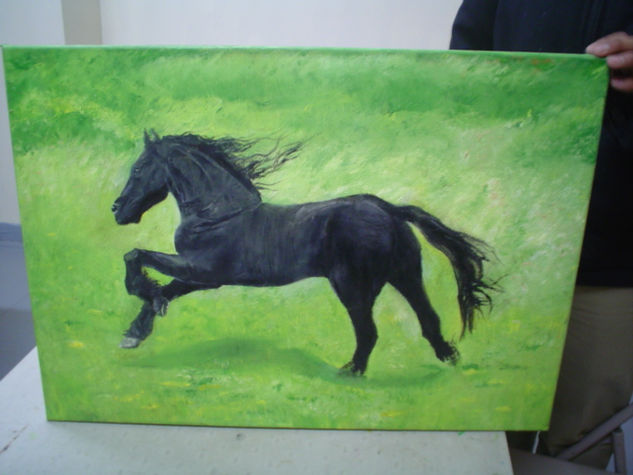 elcaballo negro de laura Oil Canvas Animals