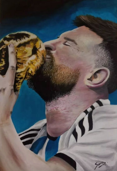 Leo Messi al oleo Oil Panel Sports