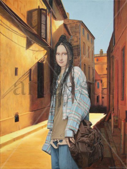 By the Streets of the Old Lviv Town Acrylic Canvas Figure Painting