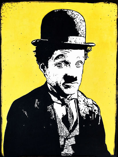 Charles Chaplin Acrylic Textile Portrait