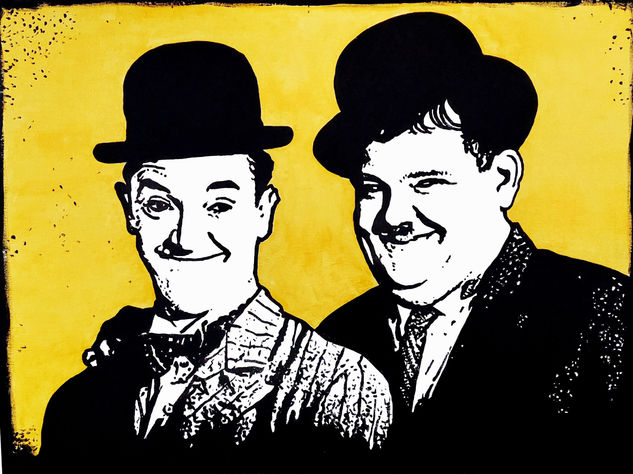 El Gordo y el Flaco - Laurel y Hardy Acrílico Tela Retrato