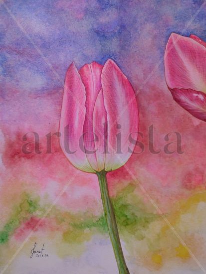 Tulipanes Watercolour Card Floral Painting