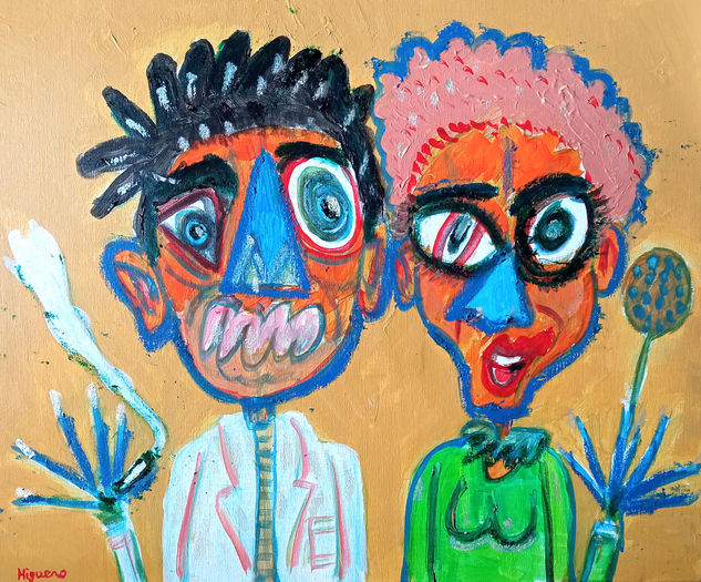 LA PAREJA Acrílico Lienzo Retrato