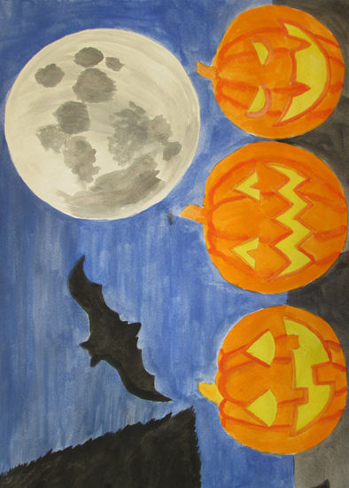 halloween Watercolour Card Figure Painting