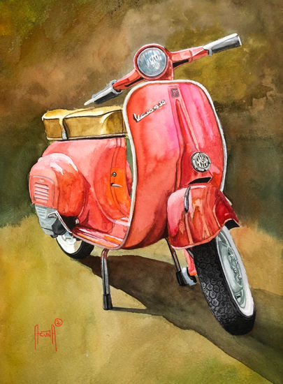 Vespa Watercolour Paper Others