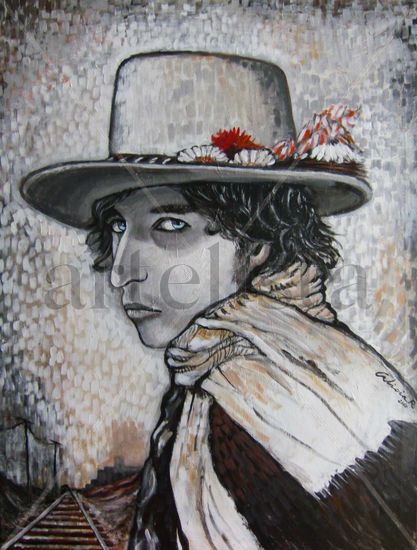 Viaje con Bob Dylan Acrylic Canvas Figure Painting