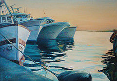 Barcos de pesca en el puerto de Santapola Oil Canvas Marine Painting