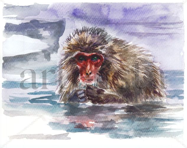 Snow monkey Watercolour Paper Animals