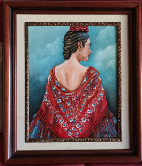 Mantón rojo Oil Canvas Figure Painting