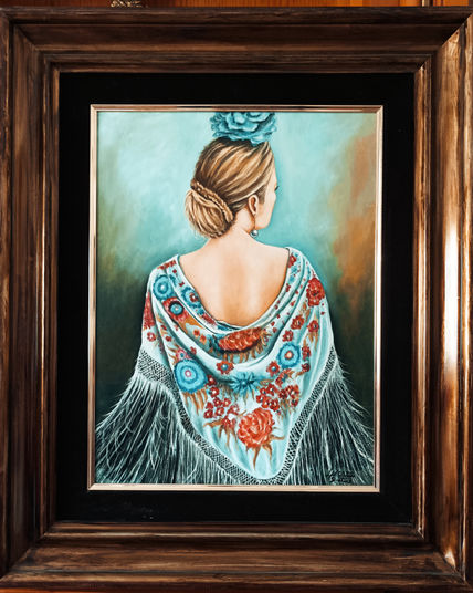 Mantón azul celeste