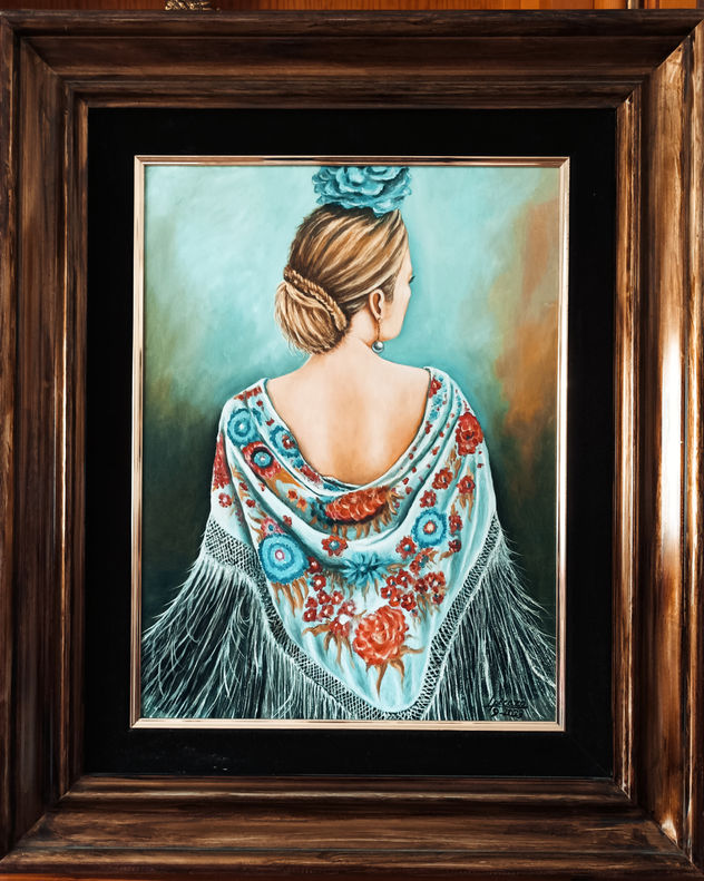 Mantón azul celeste