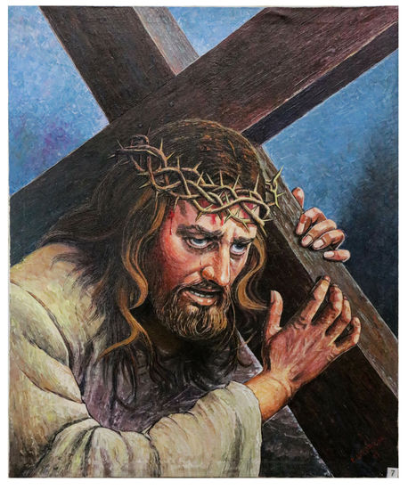 Jesús con su cruz Mixed Media