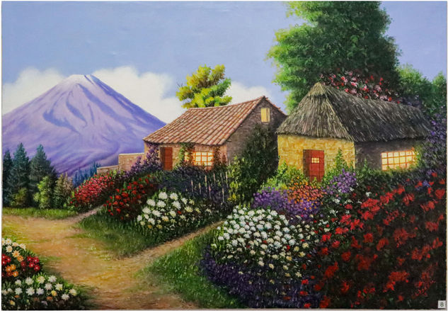 Flores aromáticas en la mañana Oil Canvas Landscaping