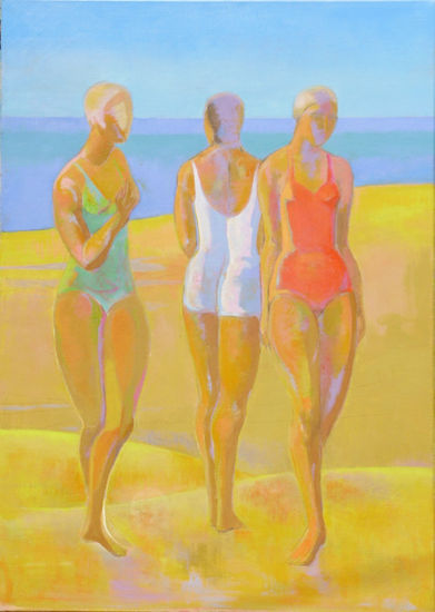 Susana Rojas. Mujeres en la Playa. Óleo. 50 x 70 cm 