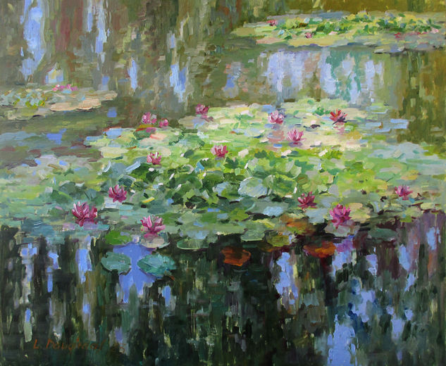 Water lilies in the pond Oil Canvas Landscaping