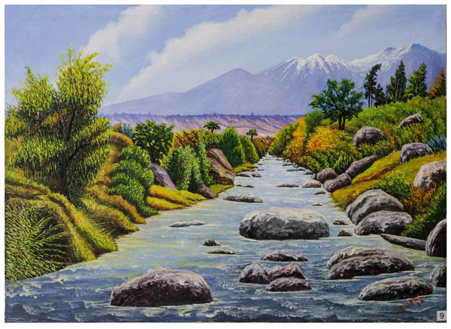 Chachani con su paisaje Oil Canvas Landscaping