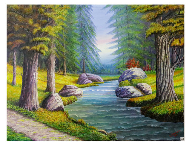 Entrada al bosque Técnica Mixta