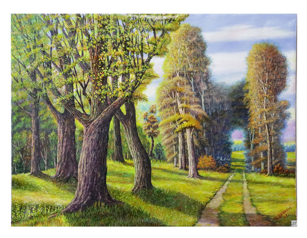 Una tarde en el bosque Oil Canvas Landscaping