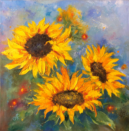 Girasoles Flores Oil Canvas Floral Painting