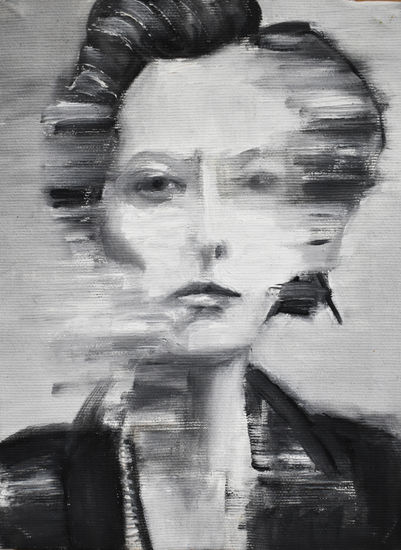 Tilda en blanco y negro Oil Panel Portrait