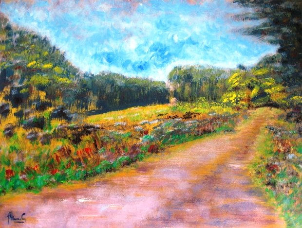 Paseo por la vega Acrylic Canvas Landscaping