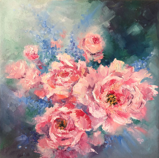 Peonías Flores Oil Canvas Floral Painting