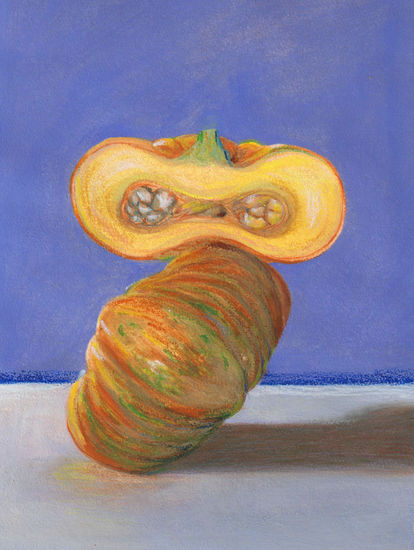 Pumpkins in half Mixed media Paper Still Life Paintings