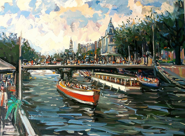 CANAL AMSTERDAM Oil Canvas Landscaping