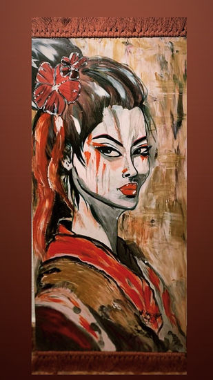 GEISHA DE ELEGANCIA ORIENTAL Acrílico Tabla Retrato