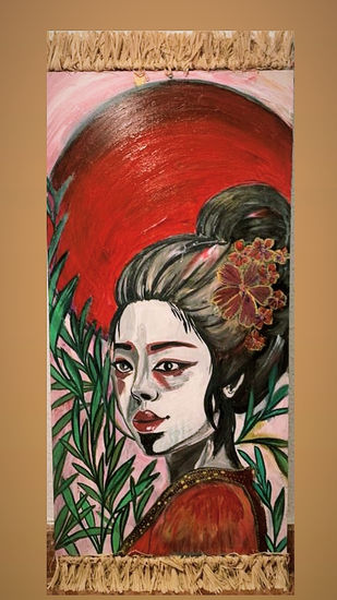 Geisha en Elegancia Escarlata Acrílico Tabla Figura