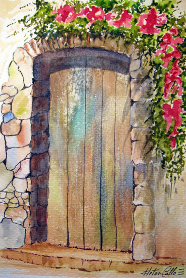 Puerta antigua Watercolour Card Others