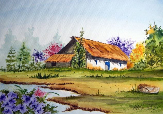 Casa de campo Watercolour Card Landscaping