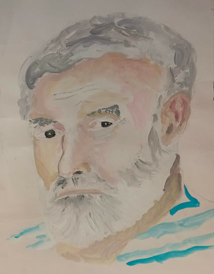 Ernest Hemingway Gouache Paper Portrait