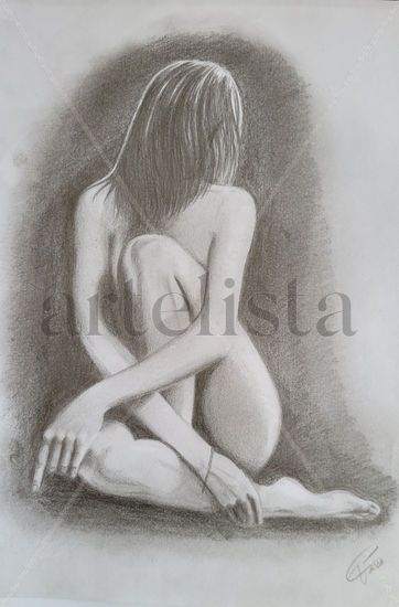 Mujer pensativa al natural Pencil