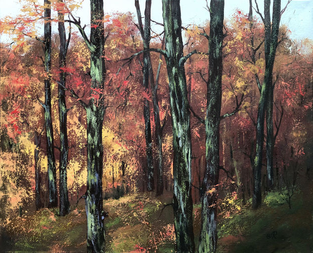 Bosque Paisaje Árboles Otoño Oil Canvas Landscaping