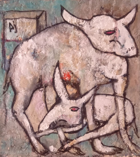 APUNTE PARA CARNE Y MIEDO Oil Canvas Animals