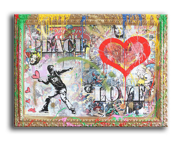 Peace & Love Acrylic Canvas Figure Painting