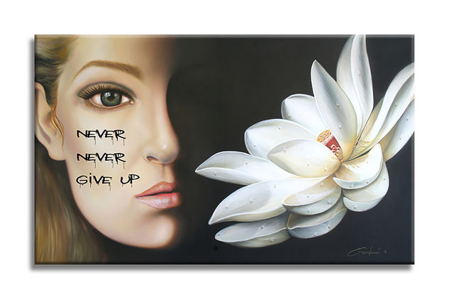 Never Give Up Oil Canvas Portrait