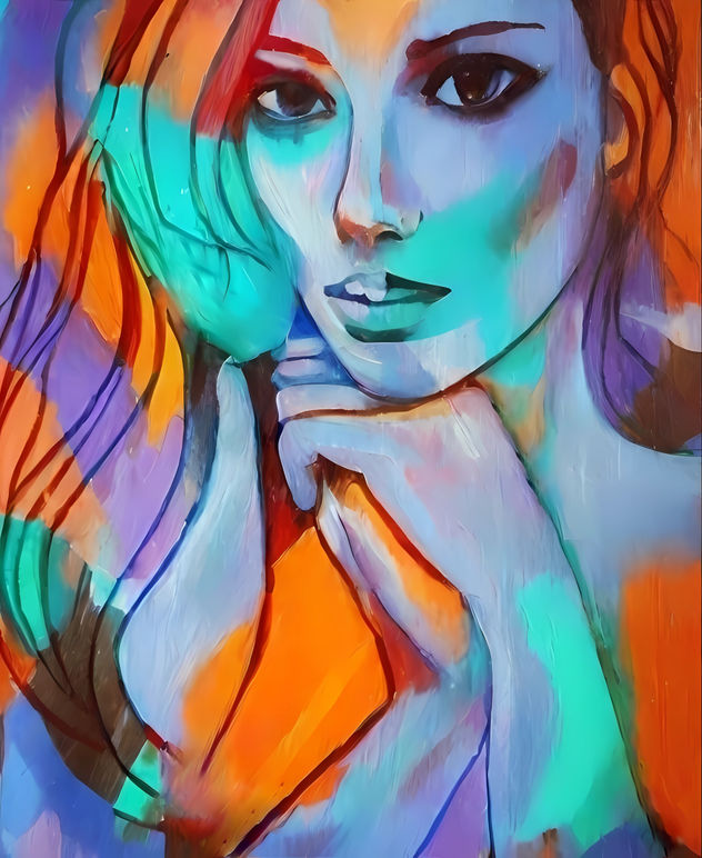 "Green and Violet Portrait"