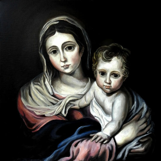 Virgen de la Servilleta Oil Canvas Portrait