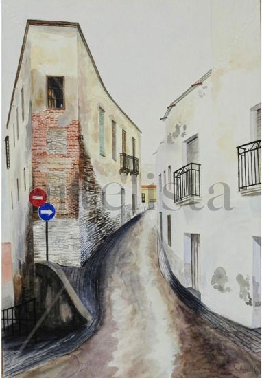 Calle Estrella de Adra en un día de lluvia Watercolour Paper Landscaping