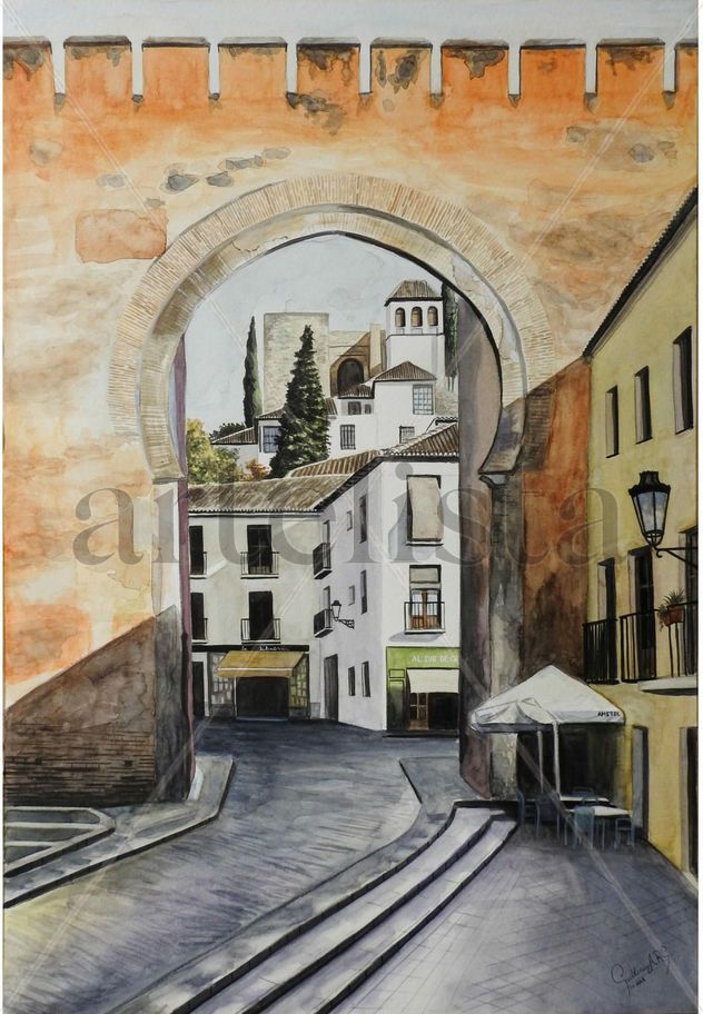 Puerta de Elvira en un día de lluvia