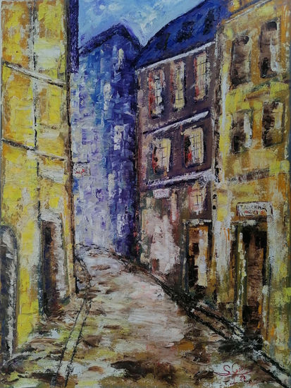 Una calle de Paris Oil Canvas Landscaping