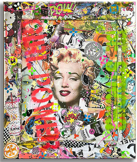 Marilyn Girl Power Media Mixta Lienzo Retrato