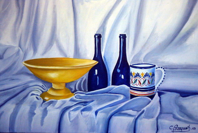 Bodegon azul Oil Canvas Still Life Paintings