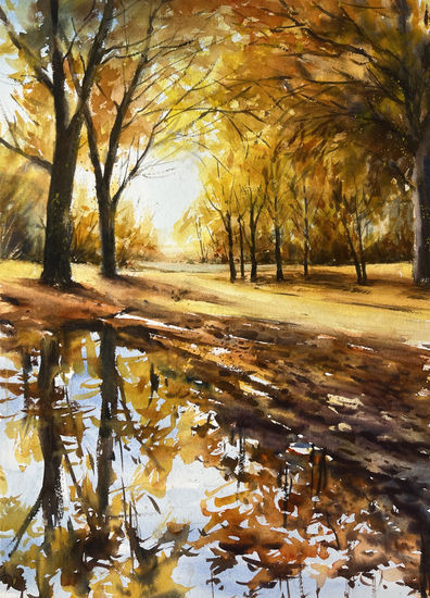 el otoño llegó Watercolour Paper Landscaping