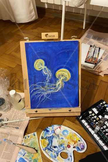 notte di meduse Oil Paper Marine Painting