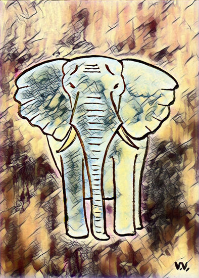 Gran elefante Watercolour Paper Animals